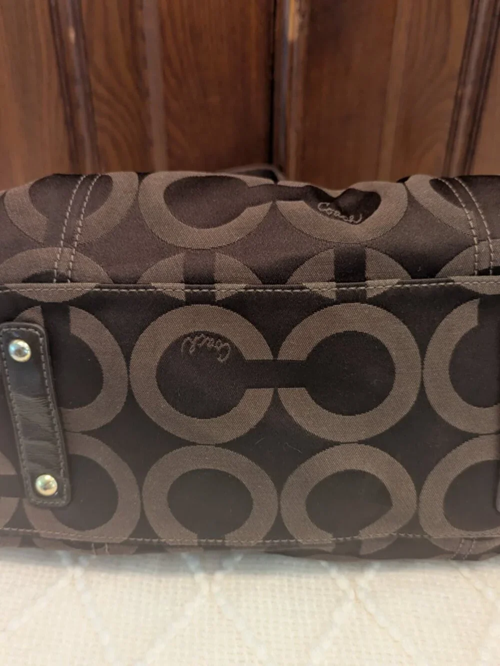 COACH Brown 14294 MADISON AUDREY OP ART SATCHEL SHOULDER BAG HANDBAG